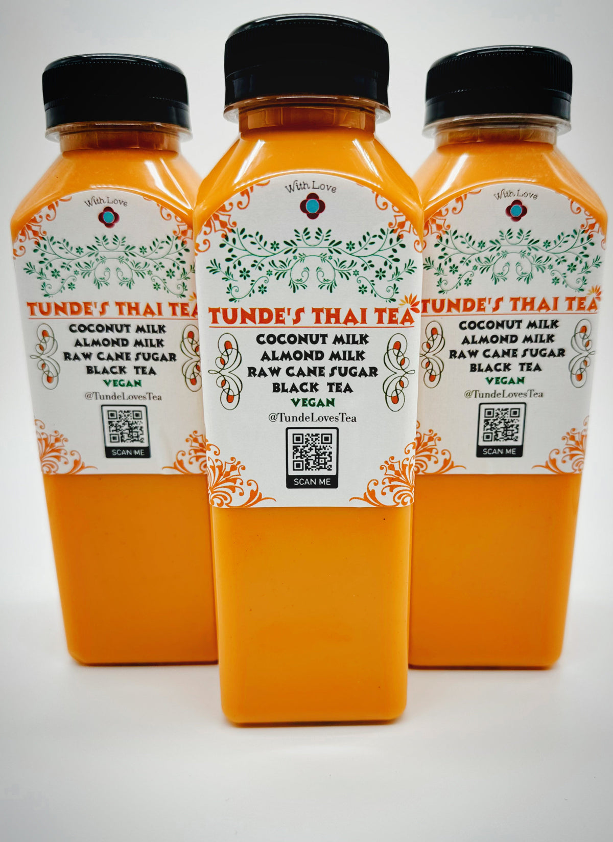 Tunde's Vegan Thai Tea, three 14 oz bottles
